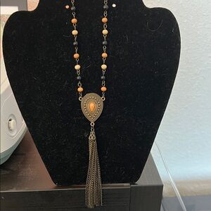 Elegant Beaded Necklace with Tassel